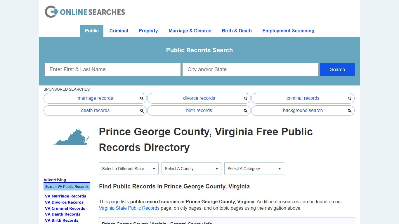 Prince George County, Virginia Public Records Directory